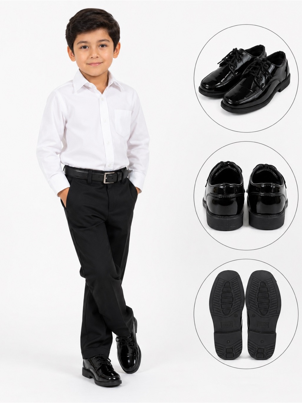 Josmo Boys Size 12 Black Patent Lace-Up Dress Shoes